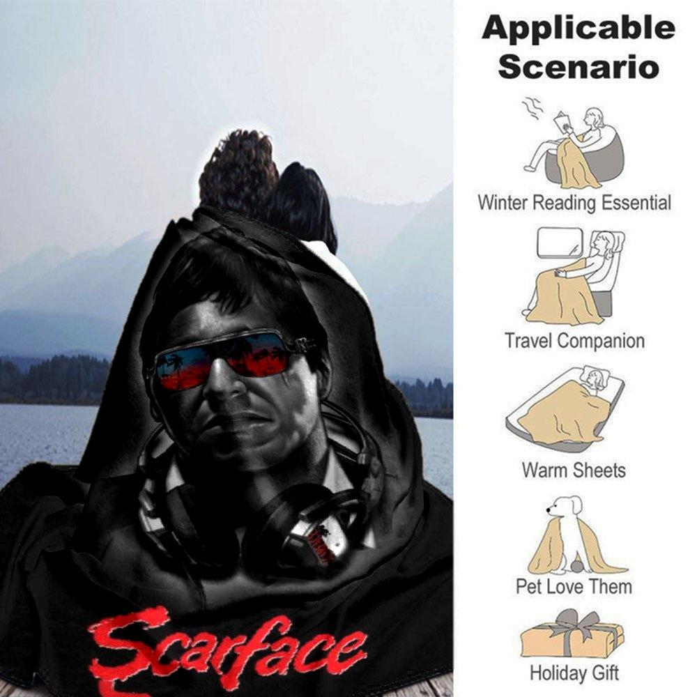 1pc Scarface-Inspired Flannel Blanket - Soft Cozy All-Season Throw for Bedroom, Sofa, Camping, Travel - Perfect Gift for Movie FansB76