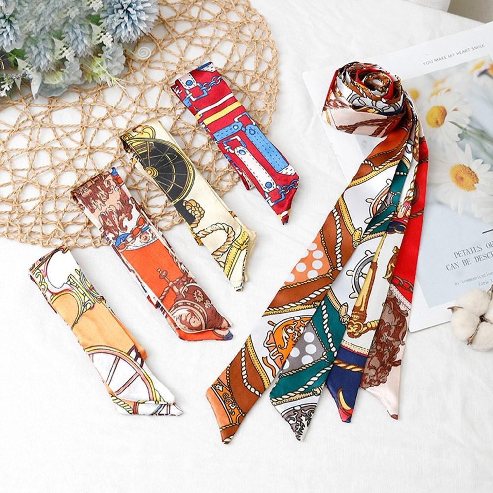 Long Slender Scarf Double-Sided Streamer Handbag Handle Ribbon Hair Band  Neckwear/Wrist/Waistband