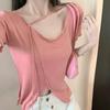 T Shirt Women Summer Oversize V Neck Casual Top With Embroidery For Daily Wear