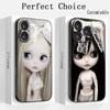 Bl-ytheS Милый дизайн модной куклы Чехол для телефона Для iPhone 17 16 16e 15 14 13 12 11 Plus Mini Pro Max Мягкий черный Ударопрочный чехол
