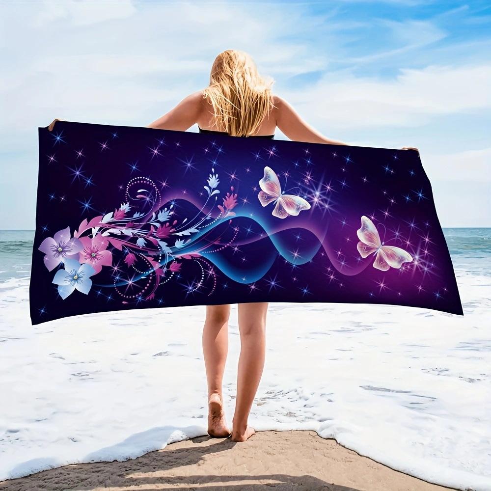 Exotic Floral Print Soft Microfiber Large Towel Water Absorbent For Beach Surf Use