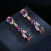 Silver High Definition Contrast Fashion Earrings Super Flash Zircon Earrings Colorful Tourmaline Long Earrings Party Gift
