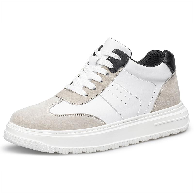 Invisible Height Boost Men's 8cm Breathable Thick Sole Running Casual Dad Shoes, Sports Board Shoes, White.