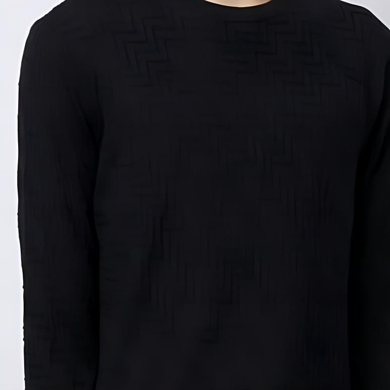 Emporio Armani Мужской вязаный пуловер с узором "елочка" Черный 3K1MX9-1MZSZ-920