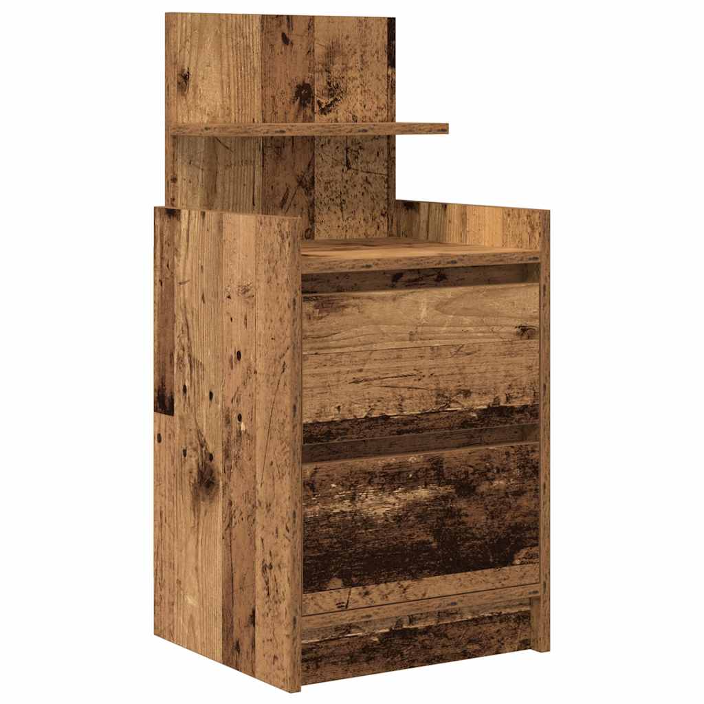 Nightstand with 2 Drawers Rustic Wood Look 38 x 34 x 80 cm