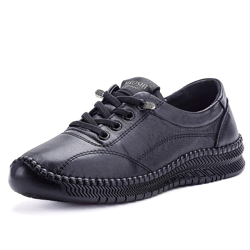 Spring new platform bread shoes retro beef tendon soles women's leather shoes single shoes genuine leather soft soles mother shoes