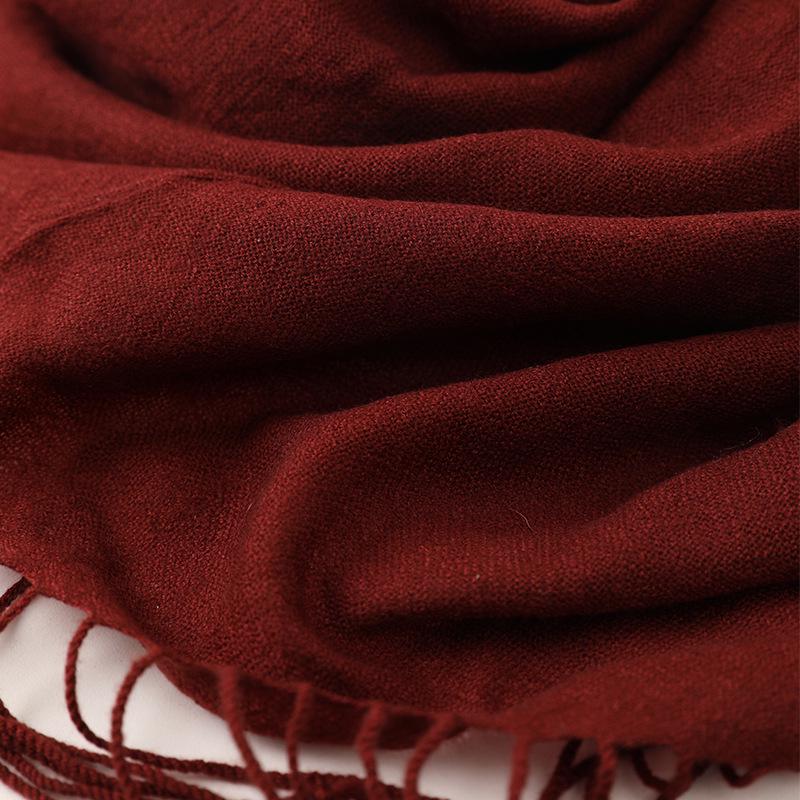 Women's Lightweight Cashmere Tassel Scarf - Fine Spun Solid Color Shawl