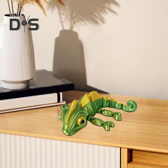 3D-печатная фигурка хамелеона, подвижные глаза, мини-фигурка ящерицы, шарнирная модель животного, игрушка, украшение для дома, офиса, книжной полки, рабочего стола