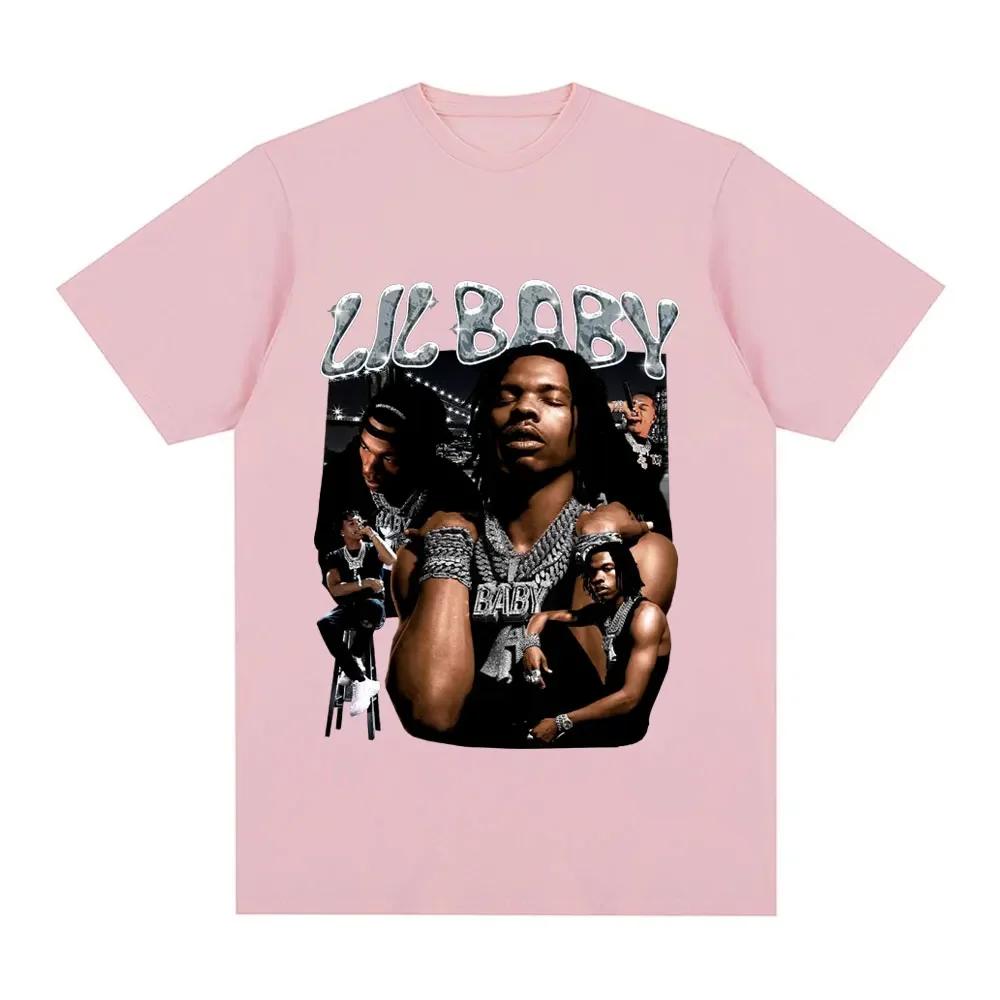 Хип-хоп рэпер Lil Baby Футболка Винтажная Унисекс Графическая футболка Оверсайз Хлопок Повседневная с коротким рукавом Оверсайз Футболки Уличная одежда