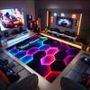 1PC Custom Name Neon Hexagon Background Theme Floor Mat Ideal for Living Room, Game Rooms, Office, Bedroom,Floor Mat Playful Design