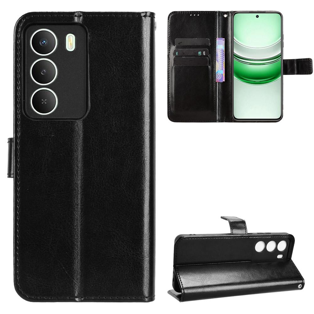 For Realme C73 5G/14x 5G/V70 5G/V70s 5G PU Leather Case with Strap Crazy Horse Texture Phone Wallet Cover
