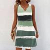 Women Summer Dresses V-Neck Print Sleeveless Sundress Casual Dress