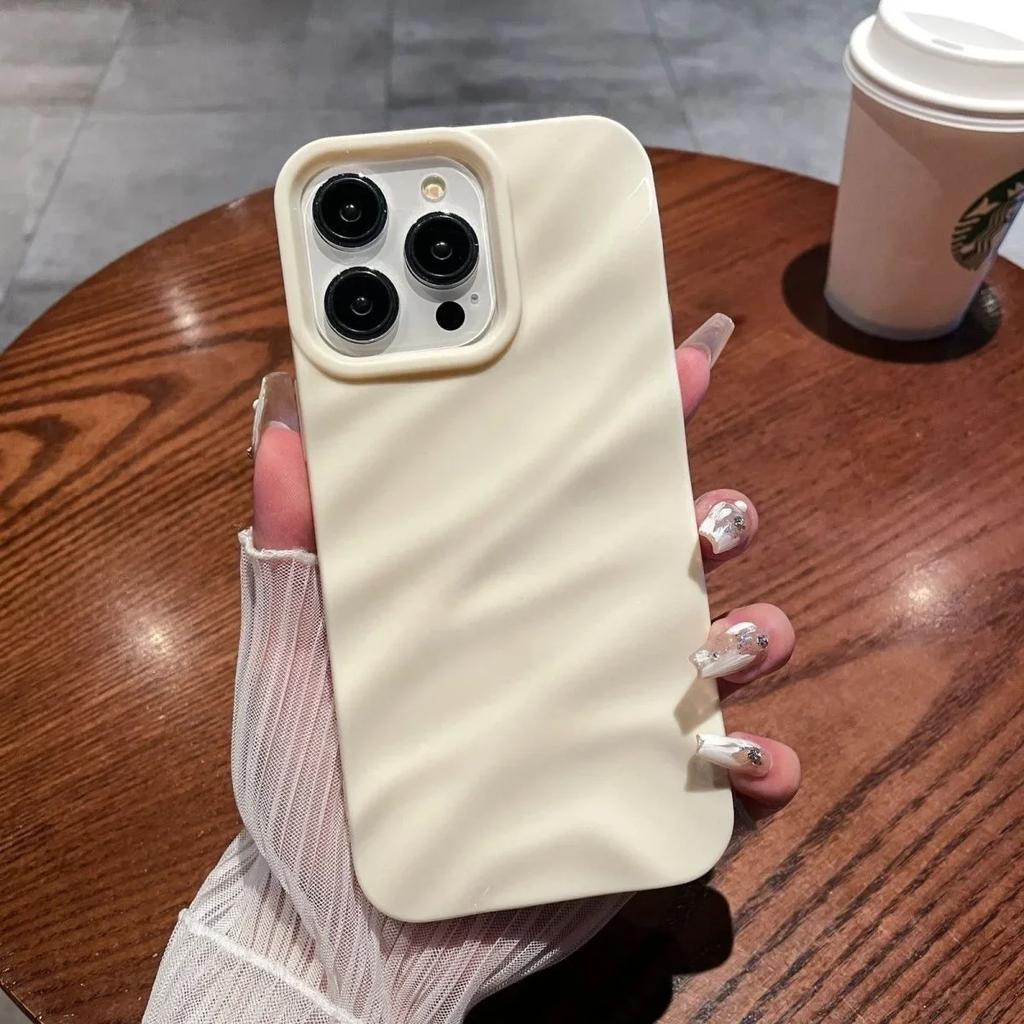 Мягкий Конфетный Чехол для Телефона с Волнистым Рисунком Для iPhone 17 16 11 12 13 14 15 Pro Max Xs Max XR 7 8 Plus 17Air Ударопрочный Бампер