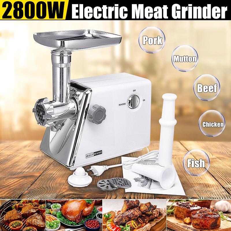 220В-240В 2800Вт 15x34x33см Многофункциональная электрическая мясорубка Машина для приготовления колбас Мясорубка Кухонный инструмент Три решетки для фарша