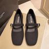 Women's Felt Mary Janes Shoes Square Toe Ballet Flats for Female New Fashion Buckle Strap Ladies Shoes Spring Autumn