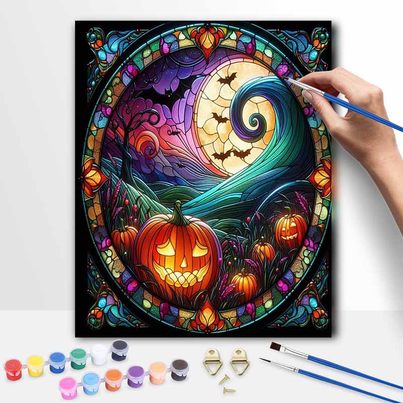Disney DIY Painting Kit Nightmare Stained Glass Moon Pumpkin Classic Style Home Decor Craft Gift Idea Art Design for Living Room Decor