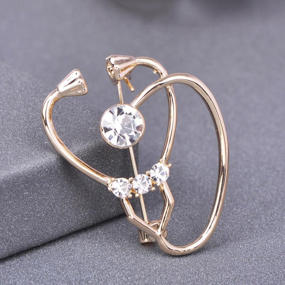 Blucome New Design Golden Stethoscope Brooch for Women Collar Scarf Party Corsage Brooch Accessories Gift