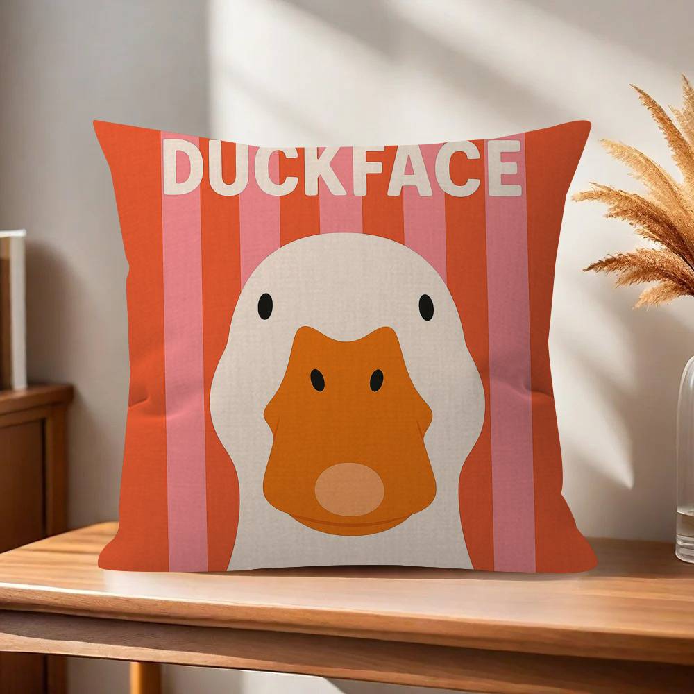 What The Duck Печать Арт Забавный Декоративный Эстетика Комнаты Наволочка Домашний Декор Спальня Диван-кровать Диванная Подушка Чехол x