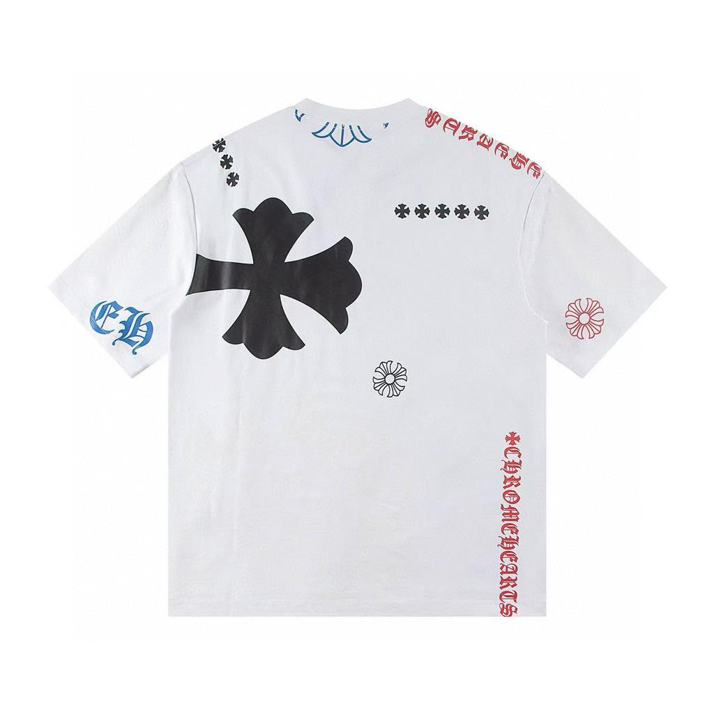 W363 CHROME HEARTS 2025 Summer New High Quality Cotton Round Neck Loose Large Size Men's and Women's T-shirt Couple T-shirt