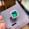 CC Created Emerald Rings For Women Adjustable Square Shape White Gold Plated Vintage Jewelry Party Accessories Gift CC3306