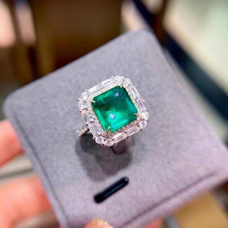 CC Created Emerald Rings For Women Adjustable Square Shape White Gold Plated Vintage Jewelry Party Accessories Gift CC3306