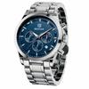 BENYAR Men's Multi-Calendar Chronograph Watch with Leather Strap, Water-Resistant and Scratch-Resistant Silver-Blue Finish, Perfect for Business and F