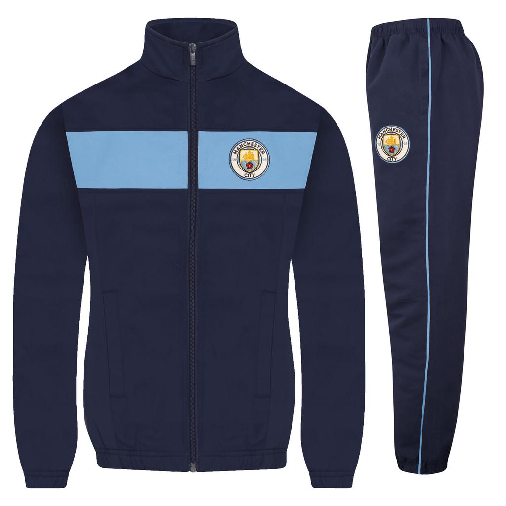 Manchester City FC Boys Contrast Striped Tracksuit
