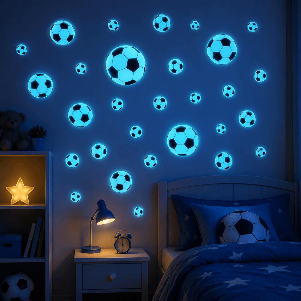 Glow in The Dark Cartoon Football Stickers Creative Glowing Football Stickers Soccer Fan