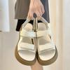 Platform Sandals Women's 2025 Summer New Muffin Open-toed Velcro Roman Sandals Casual Contrasting Beach Women's Shoes