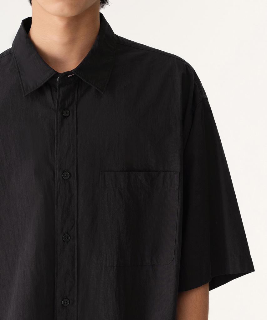 MUSINSA STANDARD Relaxed Micro Seersucker Short Sleeve Shirt [Black]