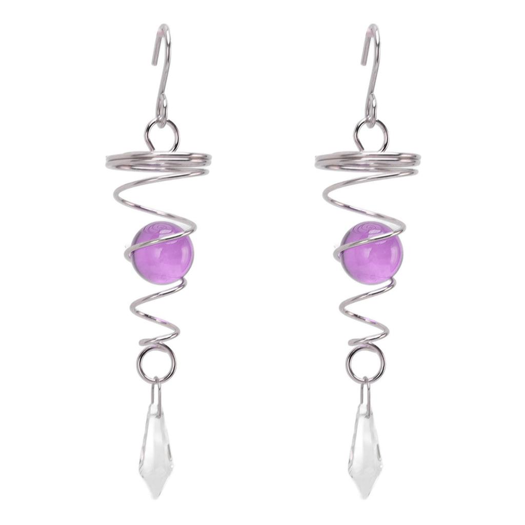 2Pcs Gazing Ball Spiral Tail Wind Spinner Stabilizer Stainless Steel Spiral Wind Chimes for Outside