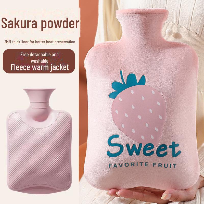 Мешок для согрева рук с плюшевым мехом кролика, наполненный водой - утолщенный ПВХ с рисунком из мультфильмов