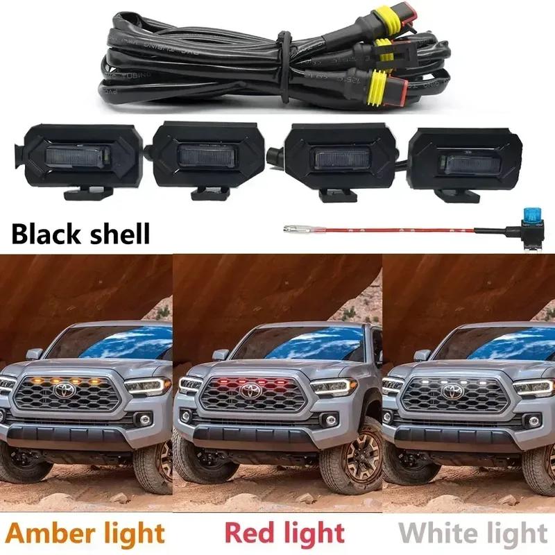 4 in1 Grille Lights For Toyota Tacoma 2020 2021 Car LED Strobe Light Warning Daytime Running Lamp For Tacoma DRL Amber Lights