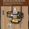 1pc 3 Layers Bath Supplies&shower Head Wall Mounted Storage Rack, Equipped with Suction Cups and hooks,Shower Organizer Rack for Home&dormitory.