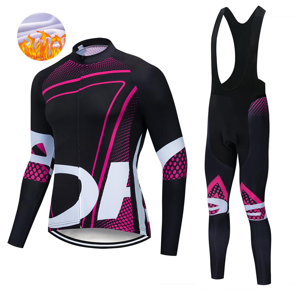 Winter Men's Cycling Jerseys Sets Thermal Fleece Long Sleeves Men Cycling Bib Set Bicycle Clothing MBT Breathable Bike Clothes