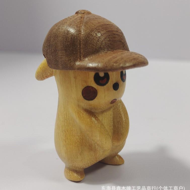 Шкатулка ручной работы из самшита Пикачу и Генгар Сандаловое дерево Настольное украшение Подарок