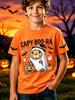 Halloween Capybara Kids T-Shirt Capy-Boo-Ra Cute Ghost Pumpkin Graphic T-Shirt Boys Girls Trick or Treat Short Sleeve Casual Tee