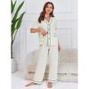 Pajamas Women's Spring and Summer Bubble Crepe Thin Section Short-sleeved Long Pants Homewear Suit