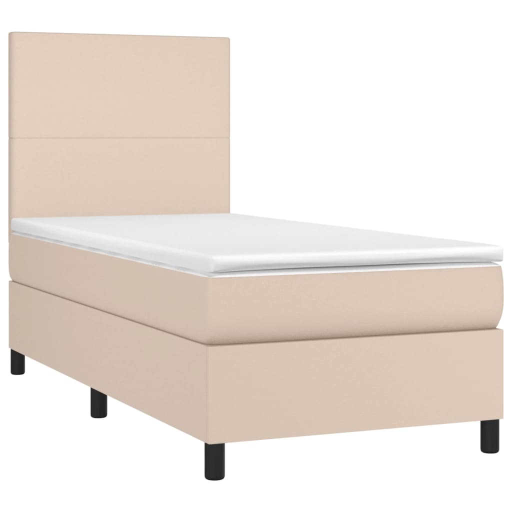 Box Spring Bed with Mattress Cappuccino Brown 90 x 200 cm Faux Leather
