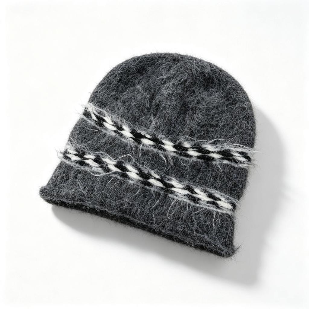 Mixed color striped knitted wool hat women's autumn and winter warm versatile face small cold ear protection bucket hat tide