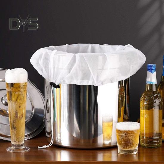 Большие фильтр-мешки для пивоварения. Мешок-сито с мелкой сеткой 250 микрон. Многоразовые сменные пакеты для пивоварения с регулируемым шнурком для зерна хмеля для домашнего пивоварения.