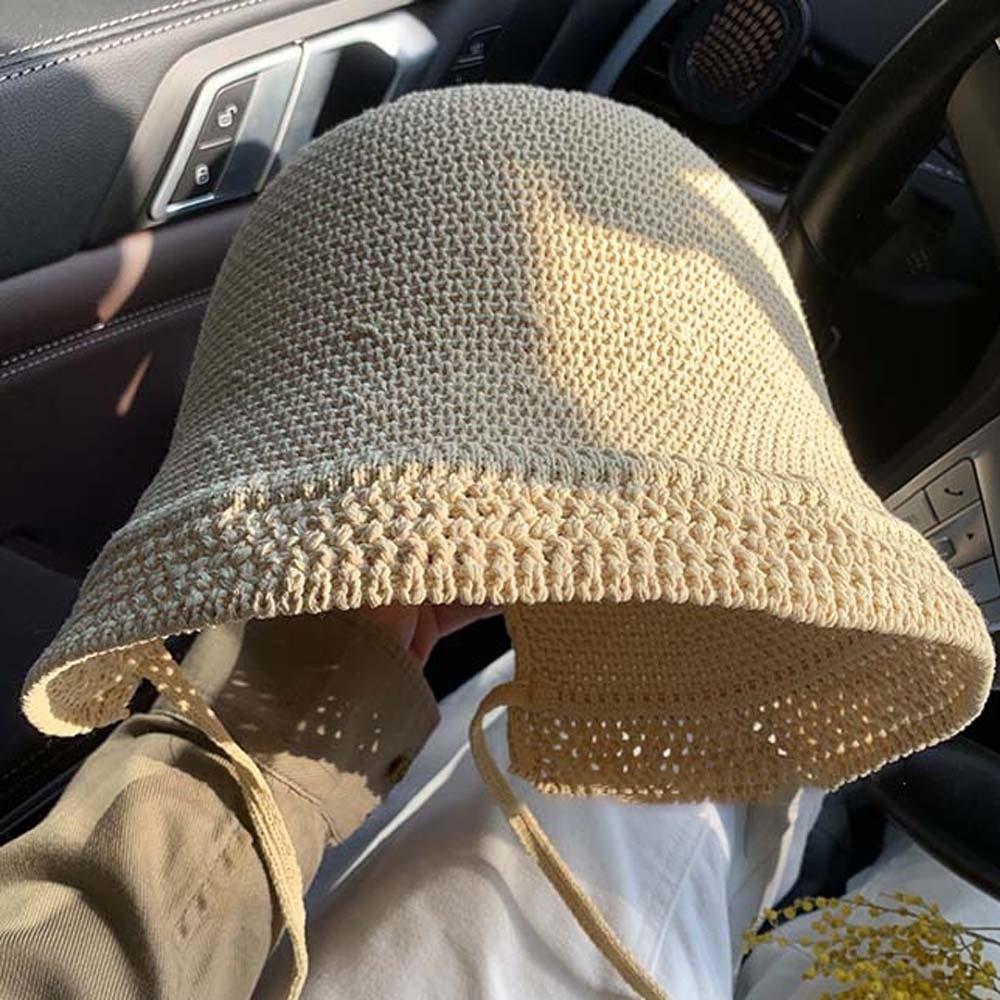 Big Brimmed Folding Straw Hat Lightweight Woven Sun Cap Fashion Vacation Beach Cap Women