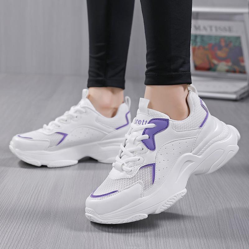 Женские кроссовки на платформе с дышащей сеткой, нескользящие повседневные удобные кроссовки на шнуровке, женские массивные кроссовки