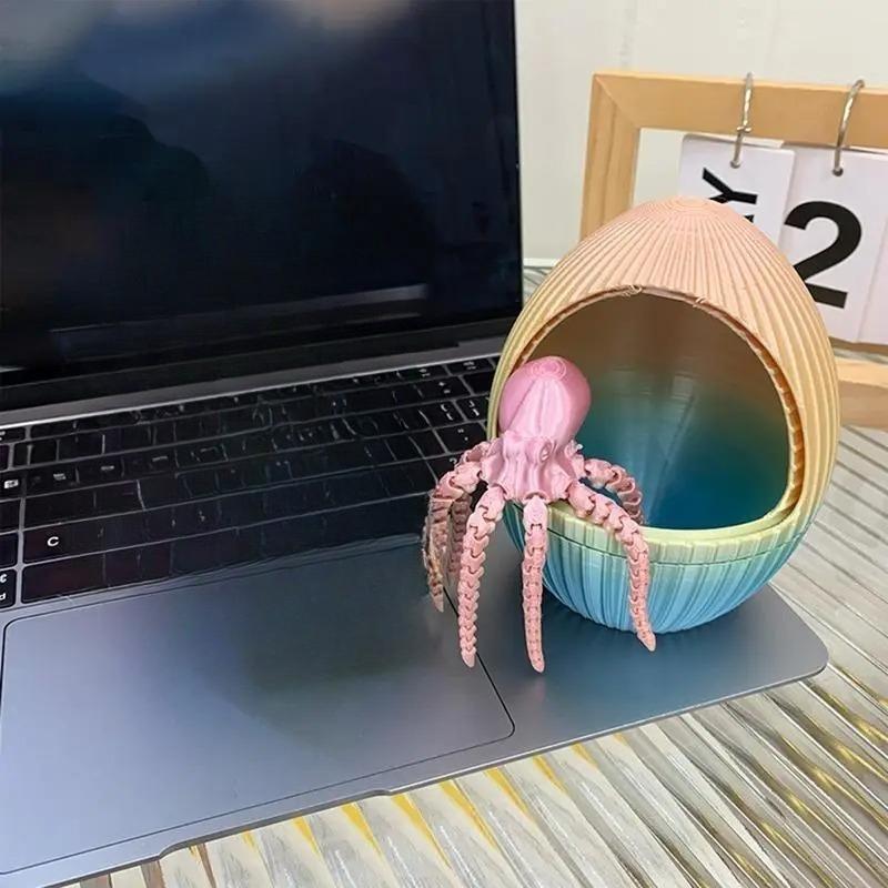 1 шт. Новые 3D-печатные многосуставные подвижные игрушки-осьминоги Детская игрушка-антистресс Аксессуары для ключей Декор Игрушки для мальчиков Подарок на день рождения