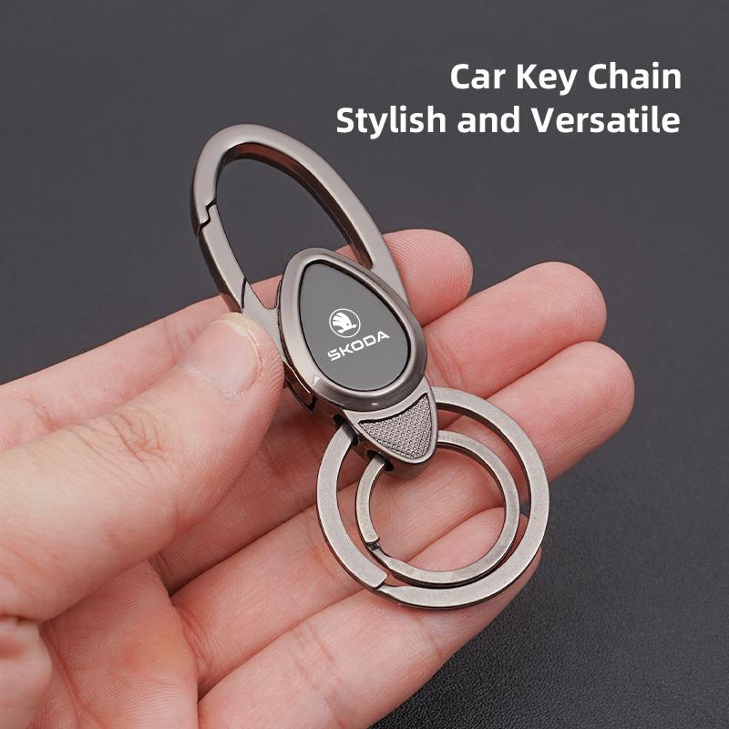 AGAV6 Car Zinc Alloy Keychain Customize Emblem Key Ring For Skoda Octavia VRS Rapid Kodiaq Fabia Karoq Superb Scala Kamiq