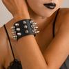 Хип-хоп мужской серебряный цвет шипованный рок браслет браслеты готический черный конический панк регулируемый браслет E5T0