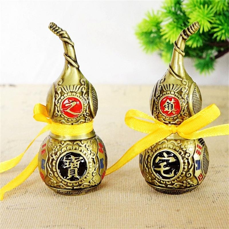 Metal Gourd Sculpture Chinese Fengshuis Figurine Luck Statue for Bedroom Home Livings Room Church Office Decorations
