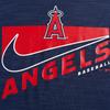 Nike MLB Collaboration Angels Baseball T-Shirt Dri-Fit Series Brand Logo Quick-Dry Crew Neck Short Sleeve Kids Tops Navy-Blue 3Z3B7SBG6-LAA