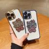 iPhone16 гальванизированные четыре угла противоударный, подходит для Apple 15PROMAX чехол для мобильного телефона 13 прозрачный мультяшный кот бриллиант 11