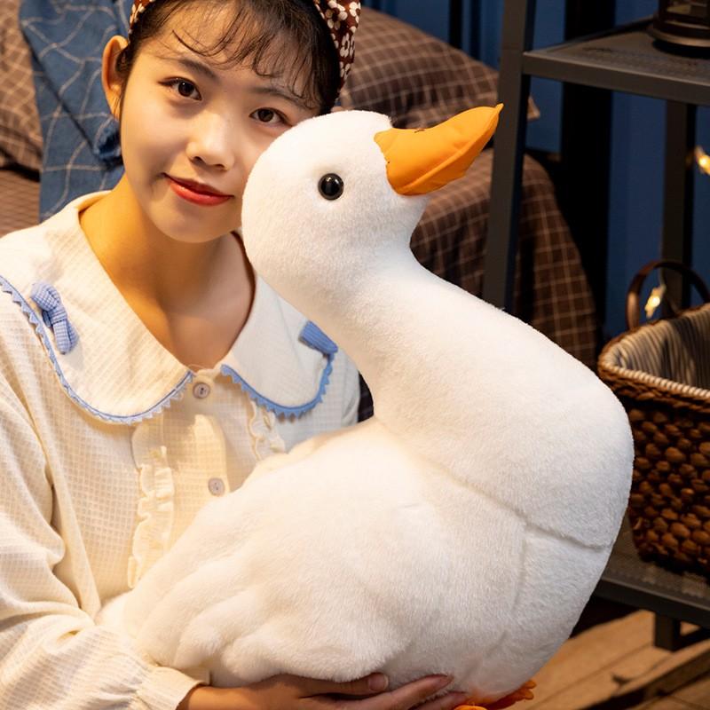 Kawaii Lifelike Duck Plush Toy Realistic Cute White Goose Stuffed Animal Toys Gifts For Kids Pets Simulated Duck Birthday Gifts